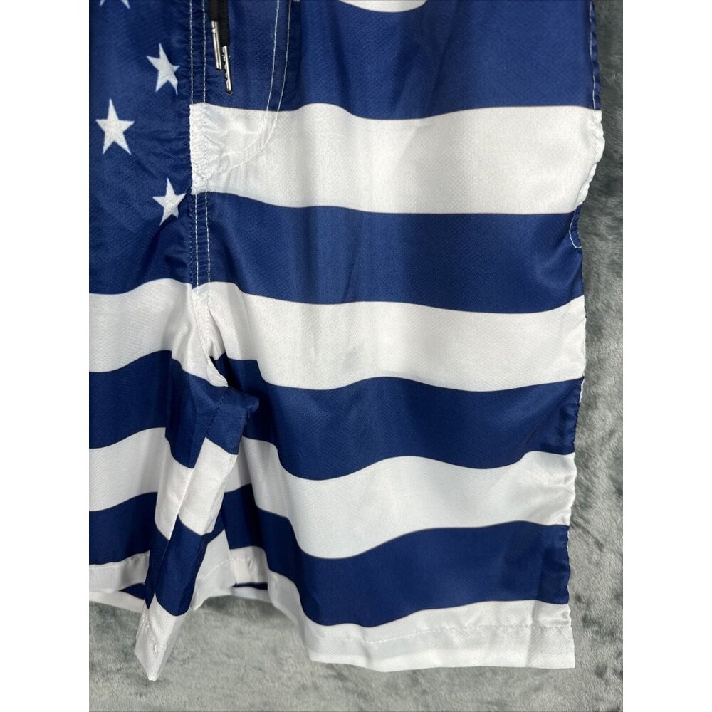 Mens USA Shorts Stars & Stripes Navy Blue & White Medium Swim Trunks Casual - Picture 7 of 15